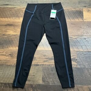 Nike One Dri Fit Black Navy Trim 7/8 High Rise Leggings X-Large NWT